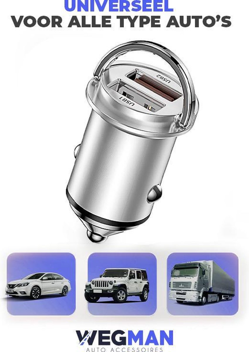 Wegman 45W Autolader - Veilig en Compact - Snellader - Auto Oplader - Sigaretten Aansteker - Laad 4x