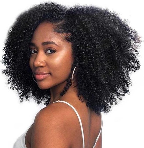 Knop laag statisch Shri Indian Human Hair Clip-in Afro Kinky Curly 12 inch | bol.com
