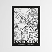 DOETICHEM KAART - Cityweb - Steden - Wanddecoratie - Muurdecoratie - Muur decoratie - MDF hout - Decoratie - Formaat 59.4 x 42 cm