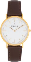 KRAEK Jarita Goud Wit 36 mm - Dames Horloge - Bruin horlogebandje - Easy click bandje - Svelte Collectie