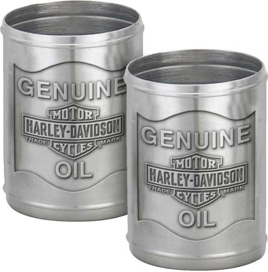 Harley-Davidson® Custom Tooled Bewerkte Tinnen Oliebus Borrelglaasje - 68 ml. HDL-18805