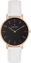 KRAEK Swift Rosé Goud Zwart 36 mm - Dames Horloge - Wit horlogebandje