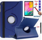 Samsung Galaxy Tab A 10.1 (2019) T510 / T515, HiCHiCO Tablet Hoes 360° draaistand Cover Tablet hoesje Donker Blauw met Stylus Pen + Screen Protector voor Galaxy Tab T510 en T515