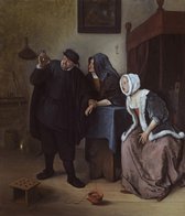 Jan Havickszoon Steen, De piskijker, ca. 1633-1635 op canvas, afmetingen van dit schilderij zijn 60x90 cm