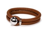 Jolla - heren - wikkelarmband - staal - gevlochten leer - Braided Men's - Grijs