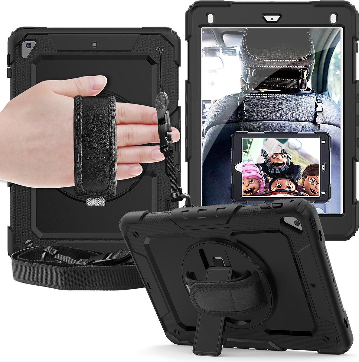 Dasaja case geschikt voor iPad 9.7 (2017 & 2018) met screenprotector, handriem en schouderriem voor Horeca en Bouw