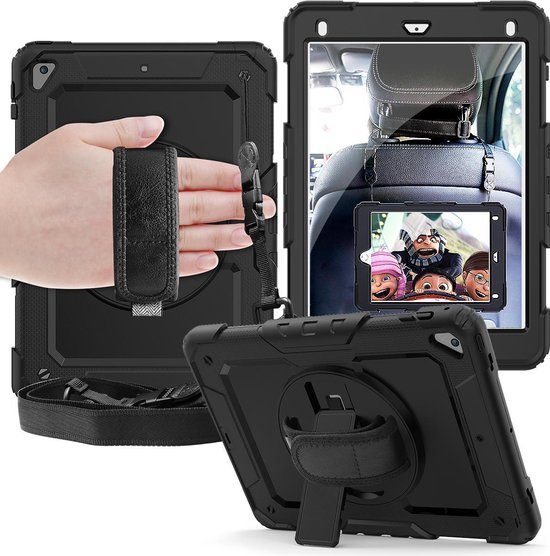 Dasaja case geschikt voor iPad 9.7 (2017 & 2018) met screenprotector, handriem en schouderriem voor Horeca en Bouw