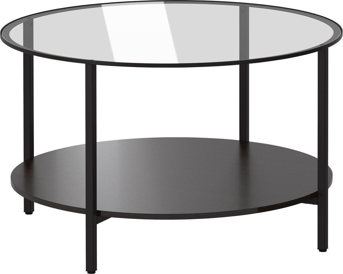 Salontafel Ø75cm Glas Zwart Bijzettafel Salontafels