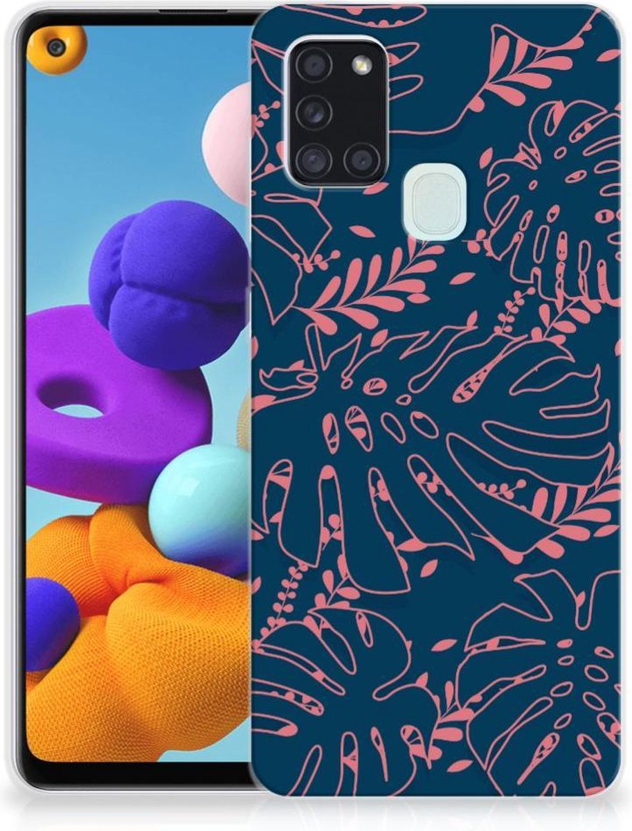 Back Cover voor Samsung Galaxy A21s TPU Case Palm Leaves