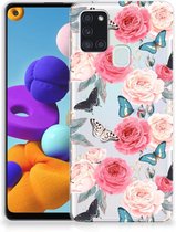Smartphone hoesje Geschikt voor Samsung Galaxy A21s Telefoontas Butterfly Roses