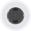 De 3,5 mm koptelefoonaansluiting van een witte Apple-adapter.