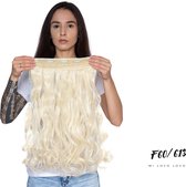 Wavy clip-in hairextension 60 cm lang krullend haar synthetisch, bleach en blond mix kleur #F60/613 van Mi Loco Loco hair extensions clip in haar