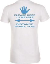 Heren T-shirt neon blauw keep 1,5 meters distance L