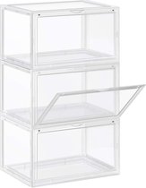 MIRA Home - Opbergdozen - Schoenenbox - Set van 3 - Plastic - Transparant - 36x28x22