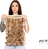 Wavy clip-in hairextension 60 cm lang krullend haar synthetisch, bruin mix kleur #F22/10 van Mi Loco Loco hair extensions clip in haar