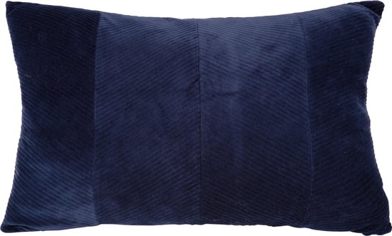 Present Time Kussen Ribbed - Velvet Donkerblauw - 45x60cm - Scandinavisch