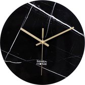 SensaHome Glazen Wandklok 30cm - Minimalistische Marmeren Design met Stille uurwerk - Marble Dark