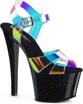 Pleaser Sandaal met enkelband, Paaldans schoenen -35 Shoes- SKY-320MMR Paaldans schoenen Multicolours/Zwart