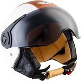 MOTO H45, Jethelm, scooterhelm, motorhelm, snorfietshelm, Vintage-Wit, XS, hoofdomtrek 53-54cm