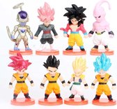 Dragon Ball Z figuren 8st. - DBZ speelfiguren en taartfiguren 6cm - Goku, Majin Buu, Freeza, Vegeta, Gohan, Supersaiyan