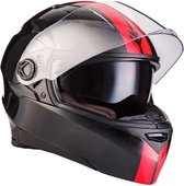 ARMOR AF-78 integraalhelm full face scooterhelm, motorhelm street fighter, zwart, rood, XS, hoofdomtrek 53-54cm