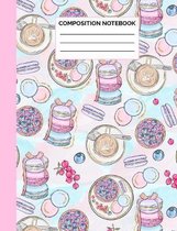 Composition Notebook: Cat Paw Pattern Wide Ruled Lined Note Book - Cute Pink Purple Blue White & Gold Glitter Journal with Lines for Kids Te