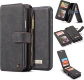 CaseMe - iPhone X/Xs hoesje - Wallet Book Case met Ritssluiting - Zwart