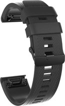Zwart Siliconen Sporthorloge bandje 26mm Quickfit Compatibel voor Garmin Fenix 3 / 3 HR / 3 Sapphire / 5X / 6X, D2, Quatix 3, Tactix, Descent MK1, Foretrex 601 en 701 – 26 mm black smartwatch strap