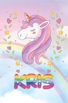 Kris: Kris Unicorn Notebook Rainbow Journal 6x9 Personalized Customized Gift For Someones Surname Or First Name is Kris