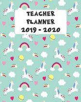 Teacher Planner 2019 - 2020: Daily Lesson Plans for a 190 teaching days dated from August 2019 - July 2020 with Cute Unicorn Pattern Cover