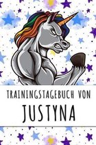 Trainingstagebuch von Justyna: Personalisierter Tagesplaner für dein Fitness- und Krafttraining im Fitnessstudio oder Zuhause