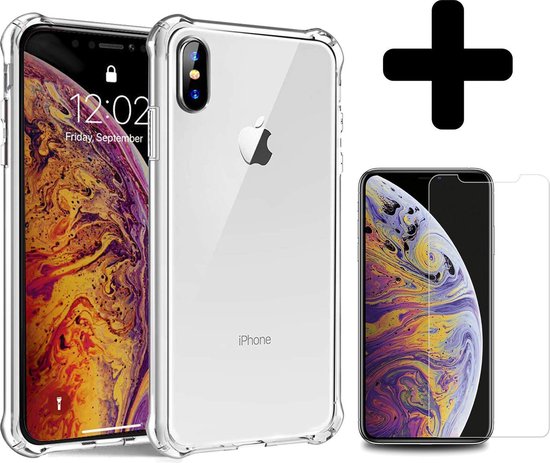 Hoes voor iPhone Xs Hoesje Shock Case Cover En Screenprotector Tempered  Glass | bol.com