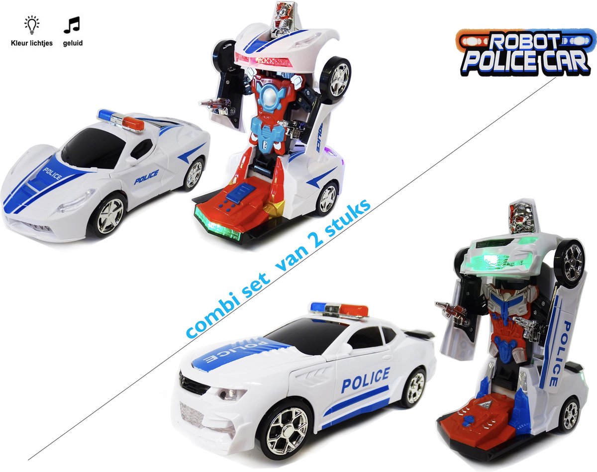 Robot car 2in1(auto en robot speelgoed ) transformerende politie auto naar  robot -... | bol.com