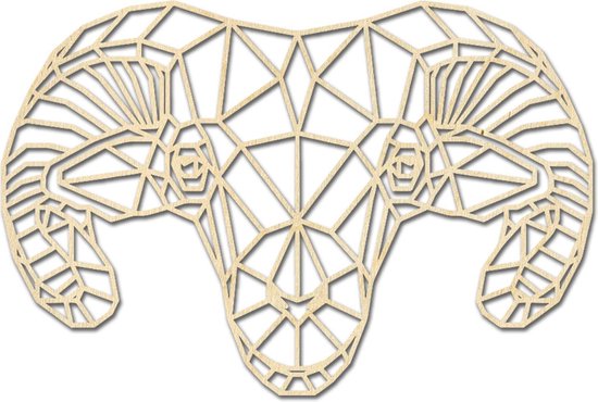 Decoratief Beeld - Geometrische Ram Dieren - Hout - Hout-kado - 55 X 35 Cm