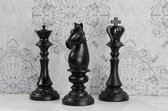 Gietijzeren Schaakstukken Zwart set van 3