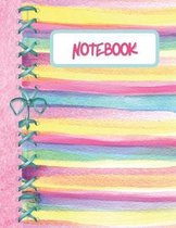 Notebook: School Watercolor Striped College Ruled Composition Writing Notebook For Girls To Write In