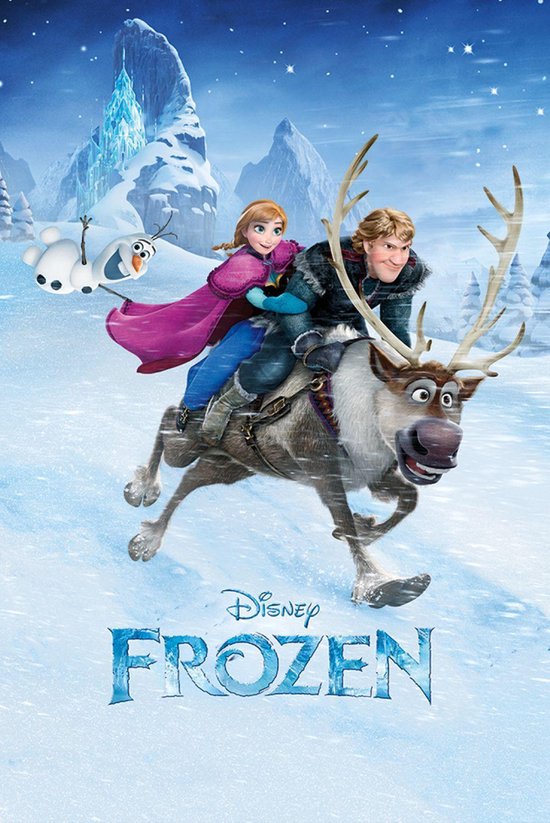 Affiche Frozen Olaf-Kristoff-Princesse Disney Anna- film -reindeer hiver affiche 61x91.5cm.
