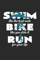 Swim bike run: 6x9 Triathlon - dotgrid - dot grid paper - notebook - notes