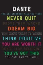 Dante You Are Stronger Than You Think Never Quit Prove Them Wrong Dream Big You Have What It Takes Think Positive You Are Worth It Dont Stop Believing