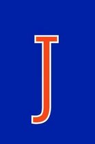 J: Monogram Initial Journal Writing Composition Notebook or Diary. Blue with Orange Alphabet Letter - 6'' x 9'' 110 College