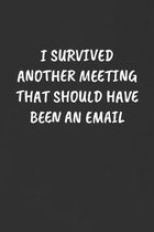 I Survived Another Meeting That Should Have Been an Email: Sarcastic Black Blank Lined Journal - Funny Gift Notebook
