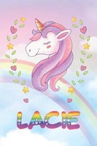 Lacie: Lacie Unicorn Notebook Rainbow Journal 6x9 Personalized Customized Gift For Someones Surname Or First Name is Lacie