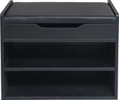 Schoenenrek hal bankje - open schoenenkast - met opklapbaar zitkussen - zwart