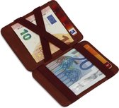 Hunterson compacte Portemonnee voor heren en dames uit leder, Kaarthouder met RFID-bescherming, Portefeuille met plaats voor 8 kaarten, Magic Wallet, Burgundy