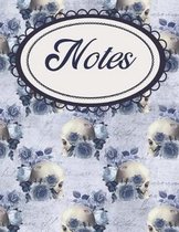 Blue Floral Gothic Skulls Composition Notebook: For Goth Girls and Witches