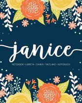 Janice: Notebook - Libreta - Cahier - Taccuino - Notizbuch: 110 pages paginas seiten pagine: Modern Florals First Name Noteboo