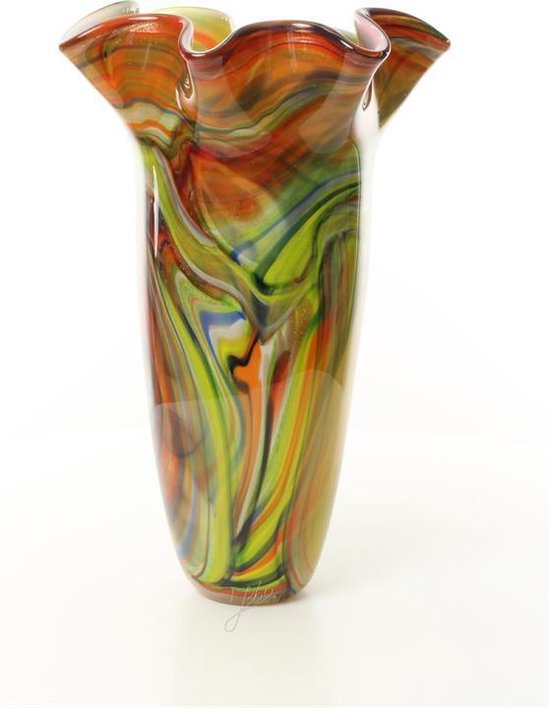 Groot Afhankelijkheid bevolking Design Vaas - Murano Style Glas - Kleurrijke plant - Emile Galle - art  nouveau - 44 cm... | bol.com