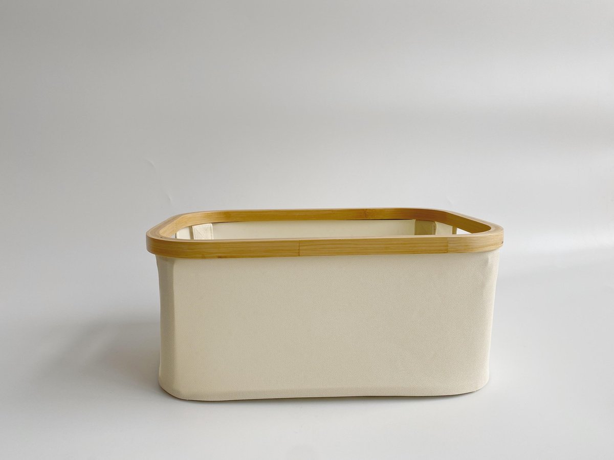 Opbergmand | Kastorganizer | Opberger | Bamboe frame | 38x26x16cm | Rechthoek | Beige