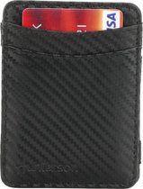 Hunterson compacte Portemonnee voor heren en dames uit leder, Kaarthouder met RFID-bescherming, Portefeuille met plaats voor 8 kaarten, Magic Wallet, Zwart Carbon