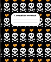 Composition Notebook: Halloween College Ruled 7.5 x 9.25 in 100 Pages Composition Book Skull Pattern